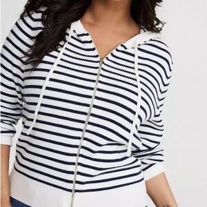 Torrid navy and white stripped sweater hoodie size 1